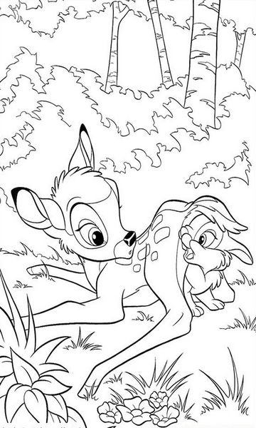 kolorowanka Bambi malowanka do wydruku Disney z bajki dla dzieci nr 17